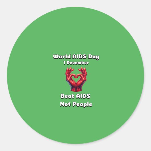 Beat helpt niet mensen. Wereld Aids Dag. Ronde Sticker (Voorkant)