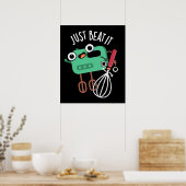 Beat It Funny Baking Pun Dark BG Poster (Keuken)