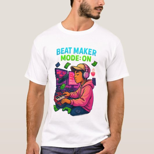“Beat Maker Mode: ON – Producer T-Shirt” T-shirt (Voorkant)