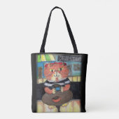 Beat Poet Coffeehouse Cat Folk Art Tote Bag (Achterkant)