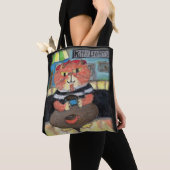 Beat Poet Coffeehouse Cat Folk Art Tote Bag (Dichtbij)