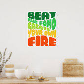 Beat the fomo - greeny red typografie poster (Keuken)