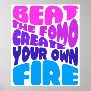 Beat the fomo - pinky paars typografie poster