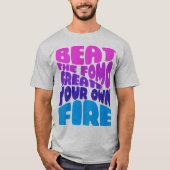 Beat the fomo - pinky paars typografie t-shirt (Voorkant)