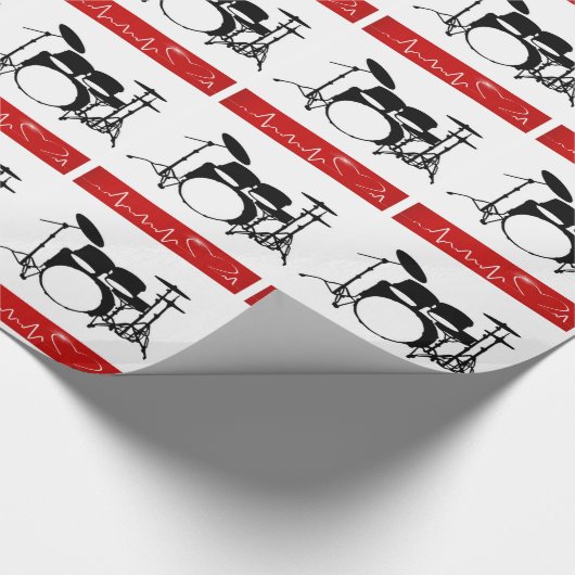 Beat van het hart van een drummer cadeaupapier (Hoek)