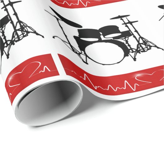 Beat van het hart van een drummer cadeaupapier (Rol Hoek)