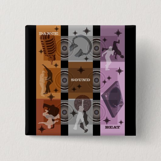 BEAT VIERKANTE BUTTON 5,1 CM (Voorkant)