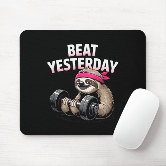 Beat Yesterday Funny Sloth Barbell Training Muismat (Met muis)