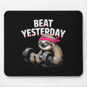 Beat Yesterday Funny Sloth Barbell Training Muismat (Voorkant)