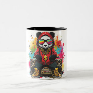 Beatbox Panda: groeven in stijl Tweekleurige Koffiemok