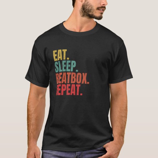 Beatboxing Eat Sleep Beatbox herhaal grappige hiph T-shirt (Voorkant)