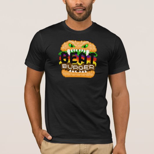 Beatburger Bites Back Pixel Art Monster Logo Shirt (Voorkant)