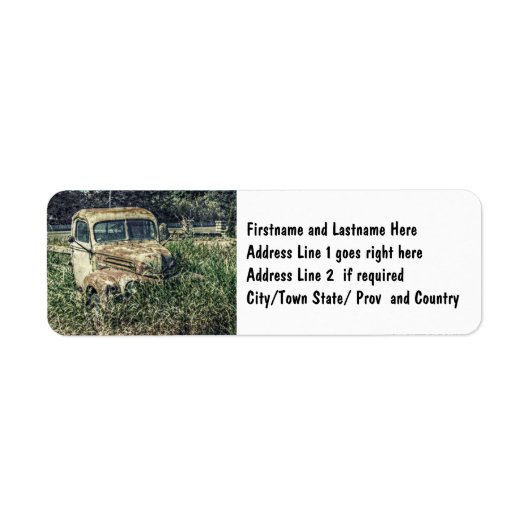 Beater Antiek Werk Vrachtwagen op Boerderij Etiket (Voorkant)