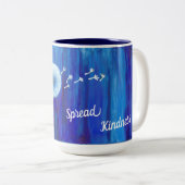 Beatige, blauwe mok met vrolijke boodschap (Voorkant rechts)