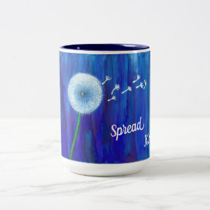 Beatige, blauwe mok met vrolijke boodschap