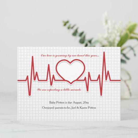 Beating Heart Photo zwangerschapsaankondiging Aankondiging (Staand voorkant)