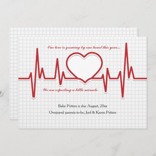 Beating Heart Photo zwangerschapsaankondiging Aankondiging (Voorkant / Achterkant)