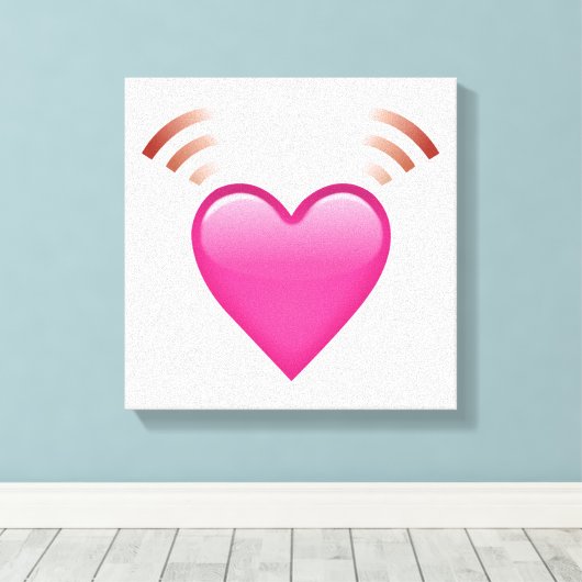 Beating Pink Heart - Emoji Canvas Afdruk (Insitu (Houten vloer))
