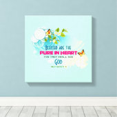 Beatitude Quote met Butterflies en Blossom Canvas Afdruk (Insitu (Houten vloer))