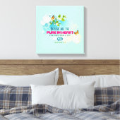 Beatitude Quote met Butterflies en Blossom Canvas Afdruk (Insitu (Slaapkamer))