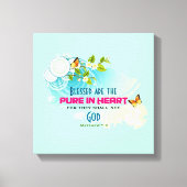 Beatitude Quote met Butterflies en Blossom Canvas Afdruk (Voorkant)