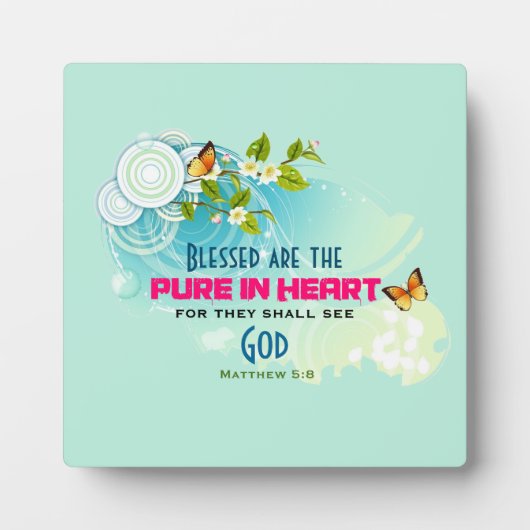 Beatitude Quote met Butterflies en Blossom Fotoplaat (Voorkant)