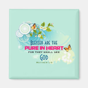 Beatitude Quote met Butterflies en Blossom Magneet