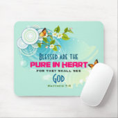 Beatitude Quote met Butterflies en Blossom Muismat (Met muis)