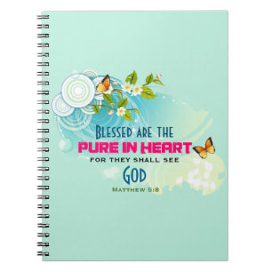 Beatitude Quote met Butterflies en Blossom Notitieboek