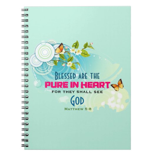Beatitude Quote met Butterflies en Blossom Notitieboek (Voorkant)