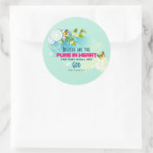 Beatitude Quote met Butterflies en Blossom Ronde Sticker (Tas)