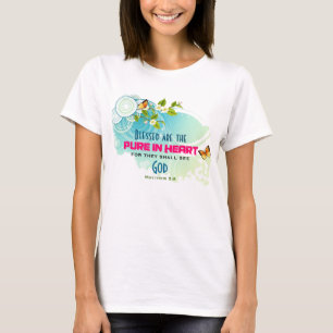 Beatitude Quote met Butterflies en Blossom T-shirt