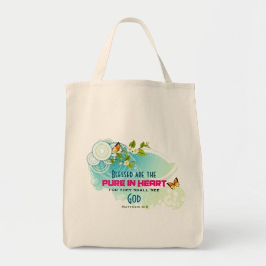 Beatitude Quote met Butterflies en Blossom Tote Bag (Voorkant)