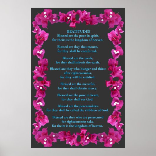 Beatitudes in een Lijst van Bougainvillea Poster (Voorkant)