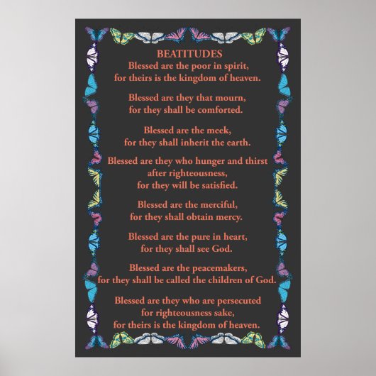 Beatitudes in een vlinder Lijst Poster (Voorkant)