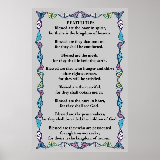 Beatitudes in een vlinder Lijst Poster (Voorkant)