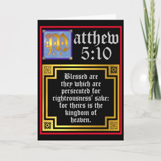 Beatitudes Matthew 5 Blue Gold Illumined Letter Bedankkaart (Voorkant)