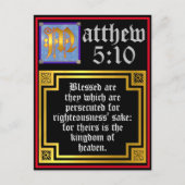 Beatitudes Matthew 5 Blue Gold Illumined Letter Feestdagenkaart (Voorkant)