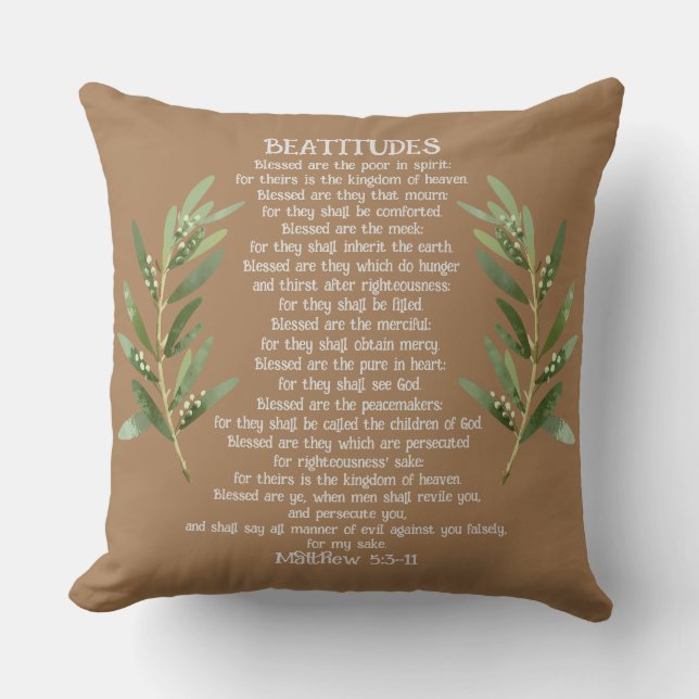 Beatitudes & Olive Branches Matthew 5:3-11 Kussen (Voorkant)