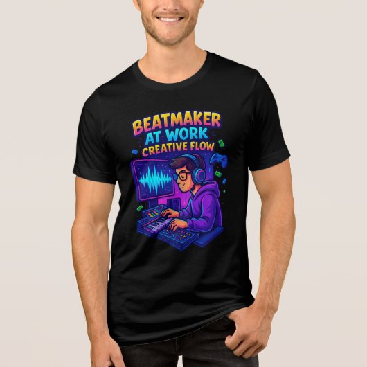 “Beatmaker at Work – Creative Flow T-Shirt” Tri-Blend Shirt (Voorkant)