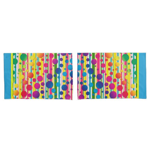 [Beatnik belletjes] Retro Polka Dot Stripe Blue Kussensloop (Voorkant-Set)