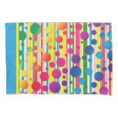 [Beatnik belletjes] Retro Polka Dot Stripe Blue Kussensloop (Voorkant-Links)