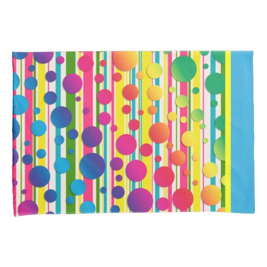 [Beatnik belletjes] Retro Polka Dot Stripe Blue Kussensloop (Voorkant-Rechts)