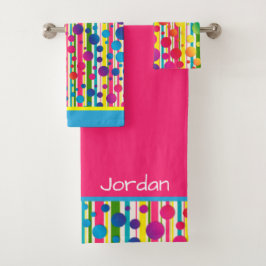 [Beatnik belletjes] Retro Polka Dot Stripe regenbo Bad Handdoek