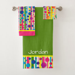 [Beatnik belletjes] Retro Polka Dot Stripe regenbo Bad Handdoek