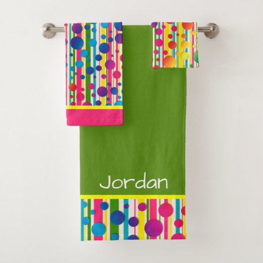 [Beatnik belletjes] Retro Polka Dot Stripe regenbo Bad Handdoek (Insitu)