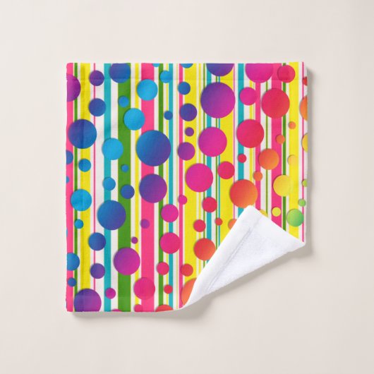 [Beatnik belletjes] Retro Polka Dot Stripe regenbo Bad Handdoek (Wasdoekje)