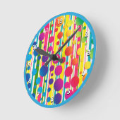 [Beatnik belletjes] Retro Polka Dot Striped Blue Ronde Klok (Hoek)