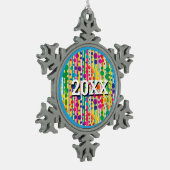 [Beatnik belletjes] Retro Polka Dot Striped Blue Tin Sneeuwvlok Ornament (Links)