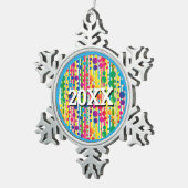 [Beatnik belletjes] Retro Polka Dot Striped Blue Tin Sneeuwvlok Ornament (Rechts)